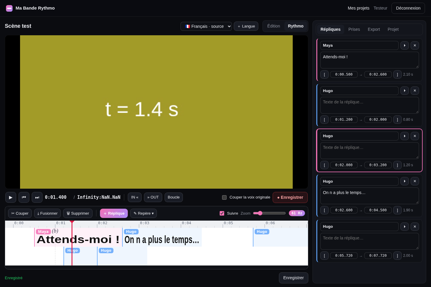 Enregistrement d’une prise de doublage synchronisée à la vidéo